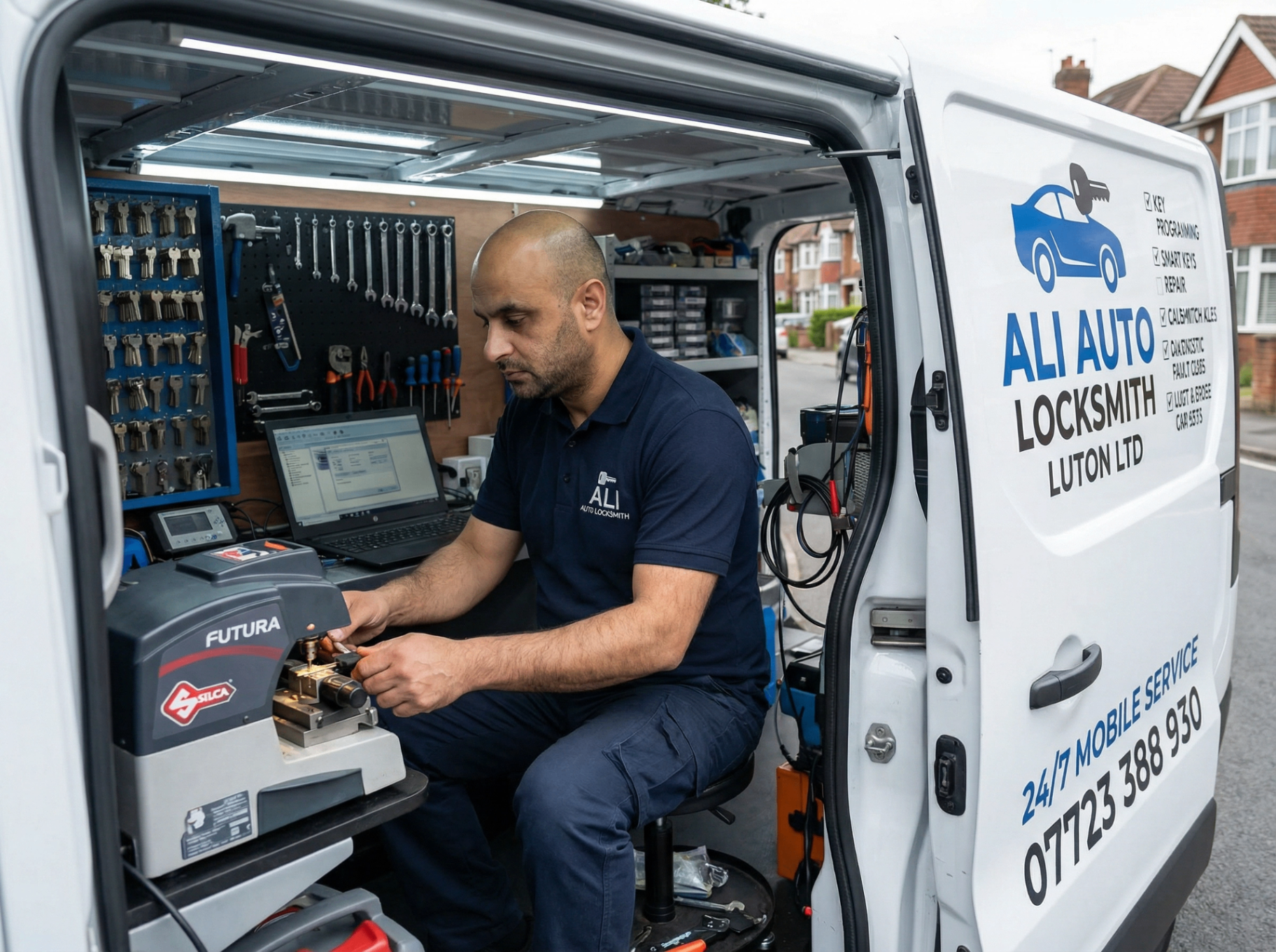 Auto locksmith key cutting and programming equipment